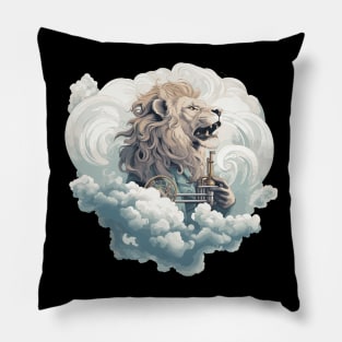 Lion With A Trumpet In the Clouds Pillow