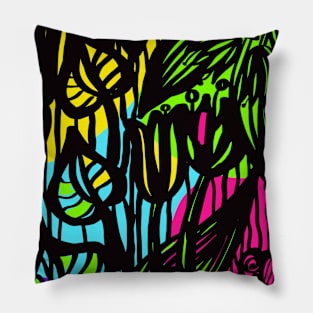 Pattern black and neon Pillow