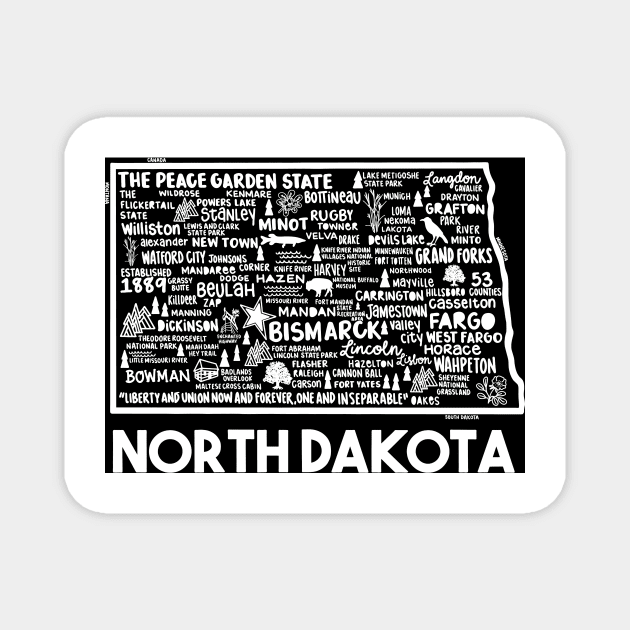 North Dakota Map Magnet by fiberandgloss