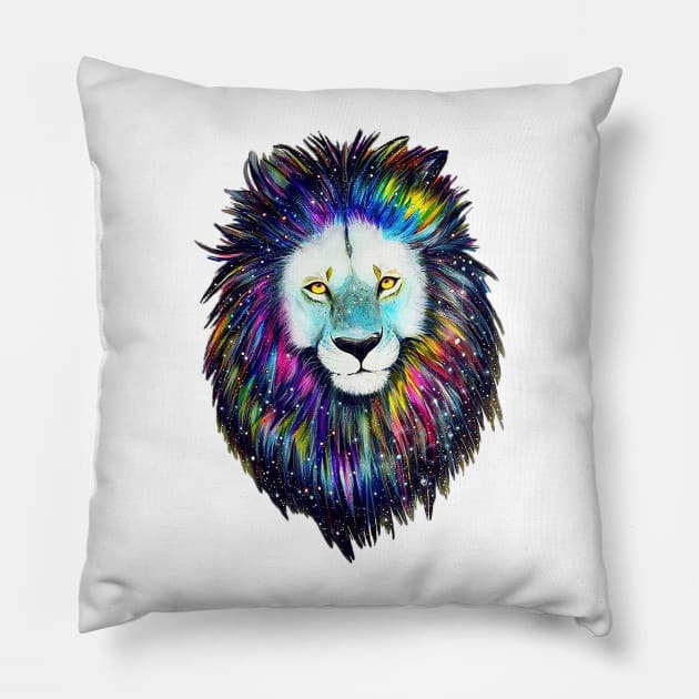 Colorful Lion Pillow by JuicypeachXx