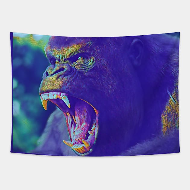 Angry Gorilla Tapestry by Art by Awais Khan