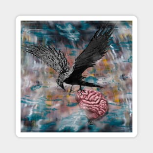 Bird Brain Ravens Abstract Art Magnet