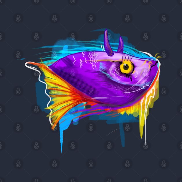 unique fish in watercolor collaboration by pleasuretshirt