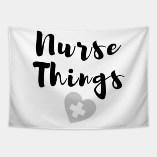 Nurse things in black text with heart Tapestry