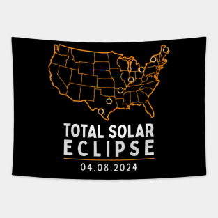 America Totality Total Solar Eclipse April 8 2024 USA Map Tapestry