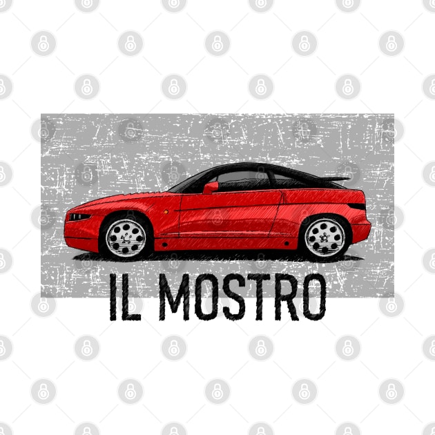 My drawing of the SZ Zagato with the motto "Il Mostro" by jaagdesign