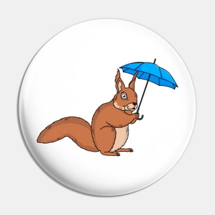 Cute red squirrel with umbrella cartoon Pin