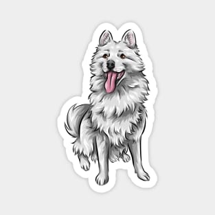 Cute White Pomsky Dog Magnet