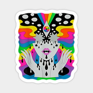 Colorful Psychedelic Girl Trippy Abstract Third Eye Vision Magnet