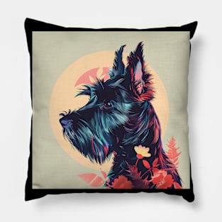 70s Scottish Terrier Vibes: Pastel Pup Parade Pillow