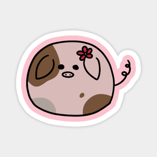 Fat Round Flower Pig Magnet