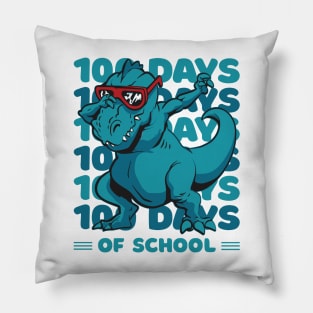 100 Days of school typography featuring a T-rex dino Dabbing #4 Pillow