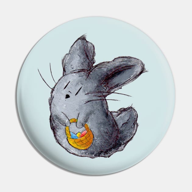 Dusty Easter Bunny Pin by KristenOKeefeArt