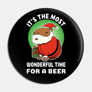 It's the most wonderful time for a beer Capybara Christmas Pin
