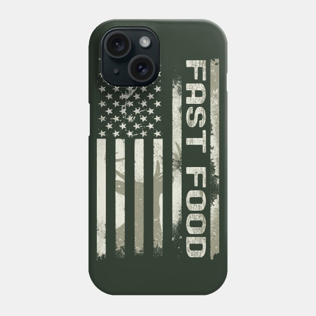 Distressed Buck Deer Camo American Flag - Fast Food Hunter Phone Case by Etopix