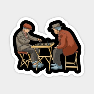 Chess Two People Playing Chess In Park Magnet