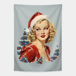 Vintage Mrs Claus Tapestry