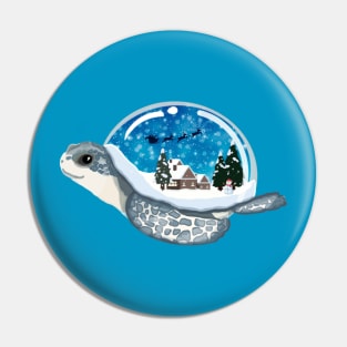 Turtle Winter Wonderland Snow Globe Pin