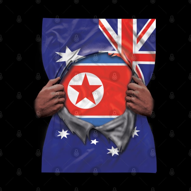 North Korea Flag Australian Flag Ripped - Gift for North Korean From North Korea by Country Flags