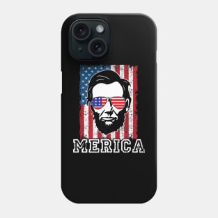 4th Of Julys Merica Abe Abraham Lincoln Usa Flag Premium Phone Case