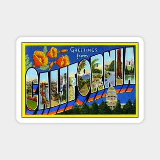 Greetings from California Vintage 1930's Postcard Magnet