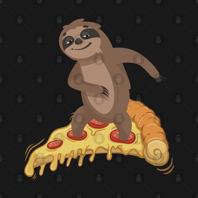 Sloth Surfing On Pizza by Africanob