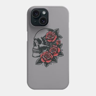 gothic skull and roses Phone Case