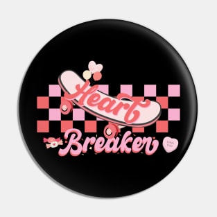 Heart Breaker Skateboard Valentines Day Pin