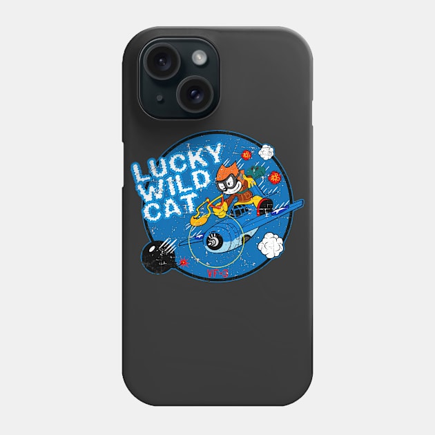 USN VF-3 Lucky Wild Cat - Grumman F4F Wildcat - Grunge Style Phone Case by TomcatGypsy