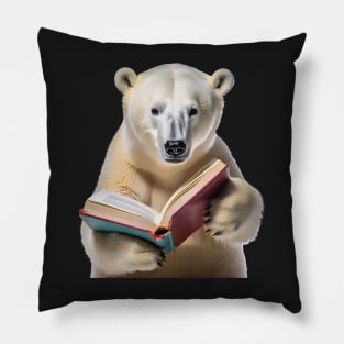 Polar bear reading a book Pillow