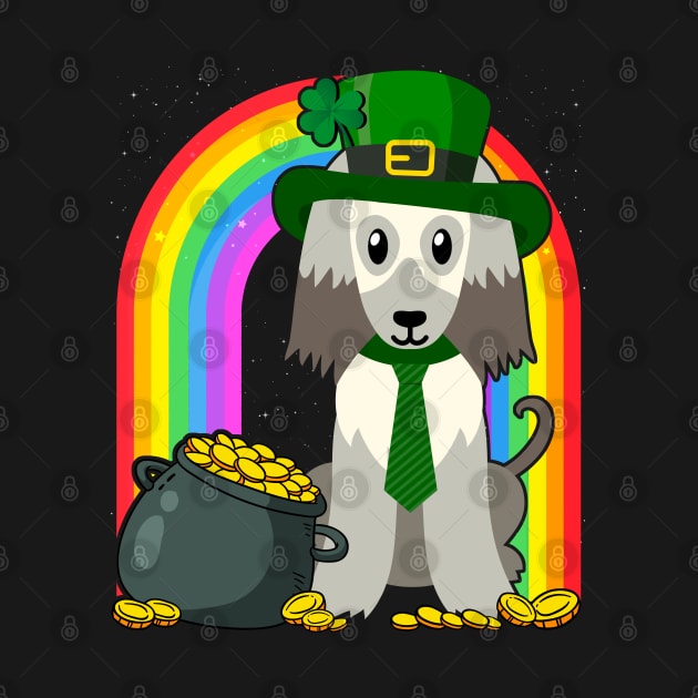 Afghan Hound Rainbow Irish Clover St Patrick Day Dog Gift design by theodoros20