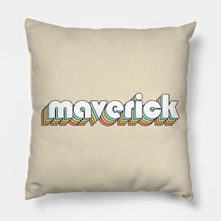 Maverick - Retro Rainbow Typography Faded Style Pillow