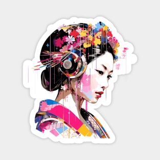 Japanese Woman Portrait Geisha Tradition Culture Abstract Magnet