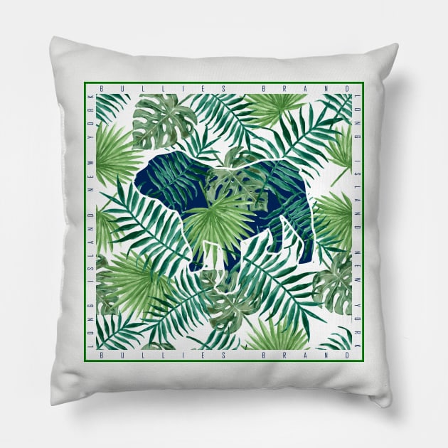 Bullies Brand Green Leaf Hawaiian Design Pillow by Bullies Brand