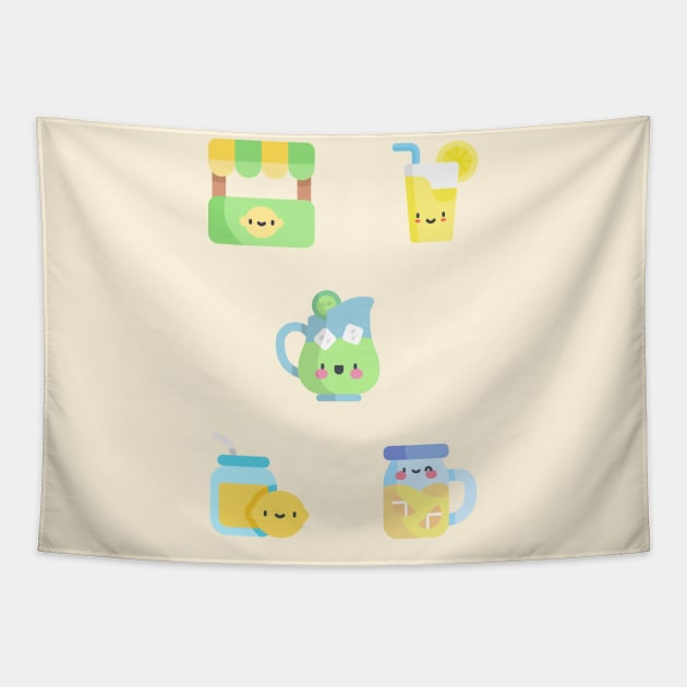 Cute Lemonade - Kawaii Lemonade - Lemonade Squad Tapestry by Kuro