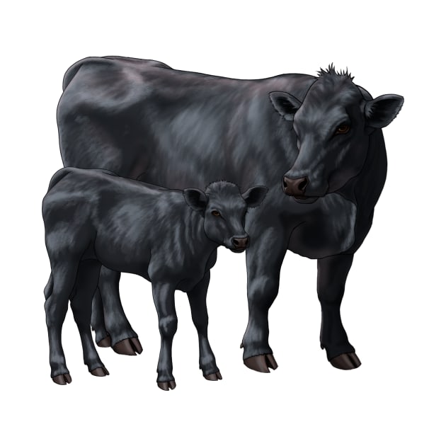 Black Angus Cow and Cute Calf by csforest