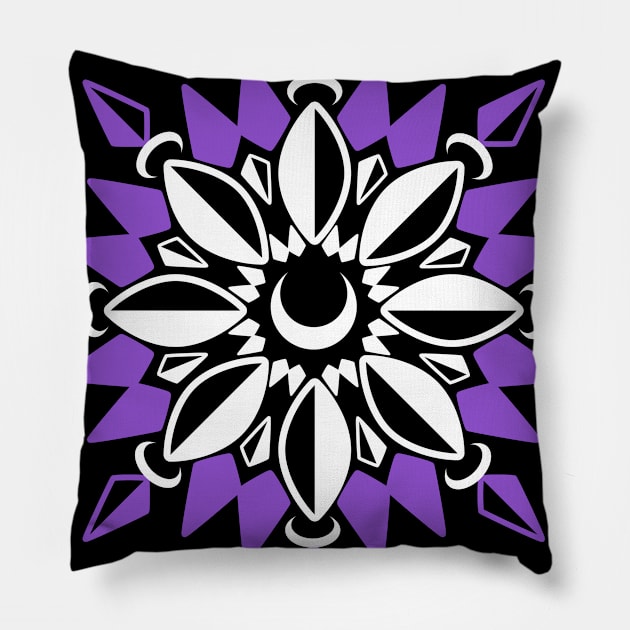 Abstract Moon Flower Print (Purple) Pillow by Axiomfox