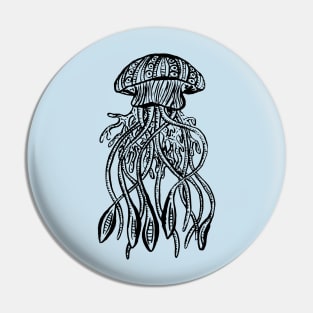 Jellyfish Illustration, Swimming in the Sea Pin