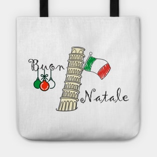 Buon Natale Christmas Italian Flag and Tower of Pisa Tote