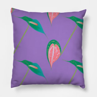 Green Leaves on Lilac Background: Nature-Inspired Pillow