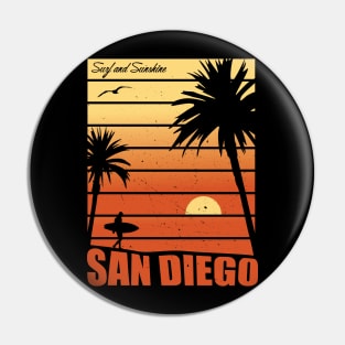 California Sunny San Diego Retro Vintage Apparel Pin