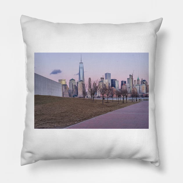 Empty sky memorial parking 3 Pillow by KensLensDesigns