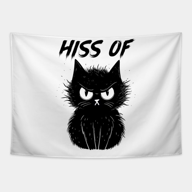 Funny Black Cat Hiss Off Meow Cat Tapestry by antrazdixonlda