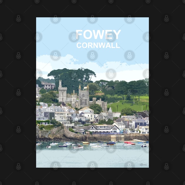 Fowey Cornwall. Cornish gift Kernow Travel location poster, St Austell by BarbaraGlebska