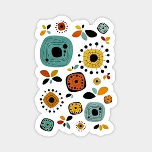 Mid Century Modern Flowers Pattern 2 Magnet