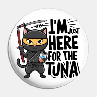 One design features a sneaky ninja cat with a katana in one hand and a can of tuna in the other. (4) Pin