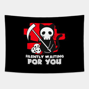 Cute Grim Reaper Cat Tapestry