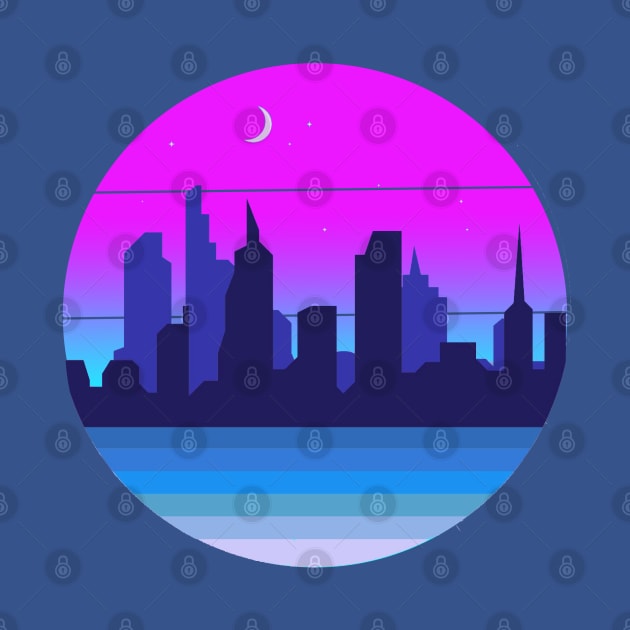 Retro City Skyline Night by Jps Creatorium