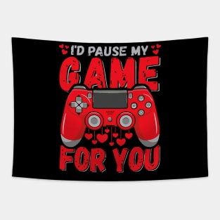 I_d Pause My Game, Mom-my Funny Valentines Day Family Feb 14 Tapestry