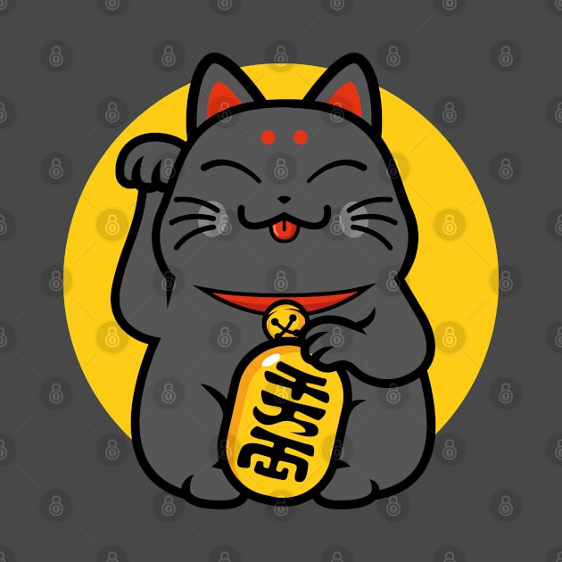 Lucky black cat - maneki neko by redwane